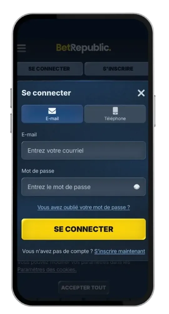 App BetRepublic su smartphone